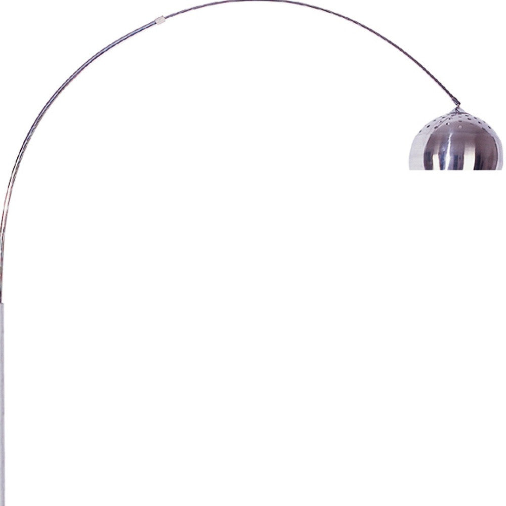 85" White Metal Arched Floor Lamp With Silver Metal Dome Shade-3