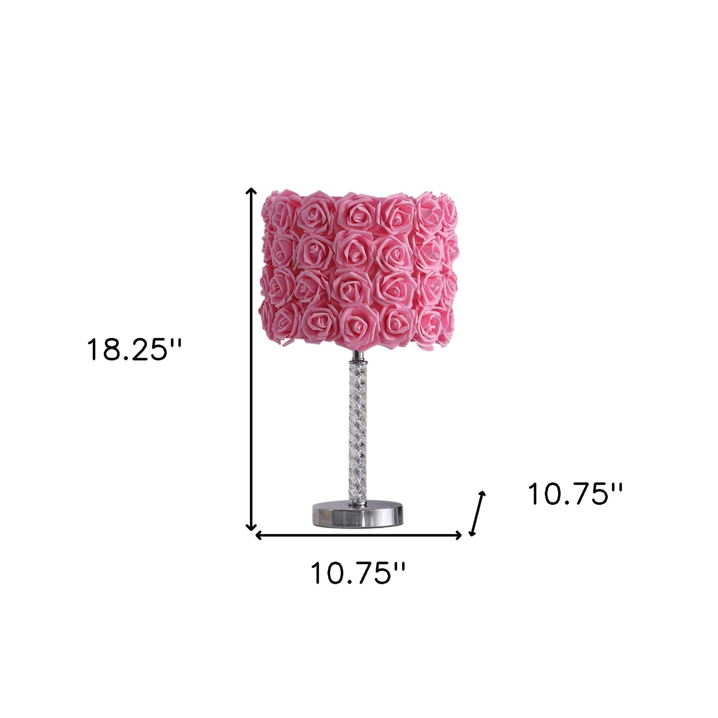 18” Pink Roses Acrylic And Metal Table Lamp-6