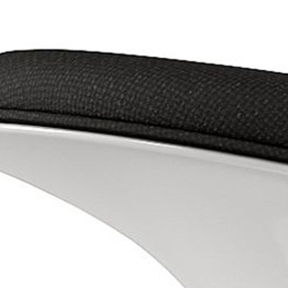 21" Black and White Wool And Fiberglass Contempo Footstool Ottoman-4