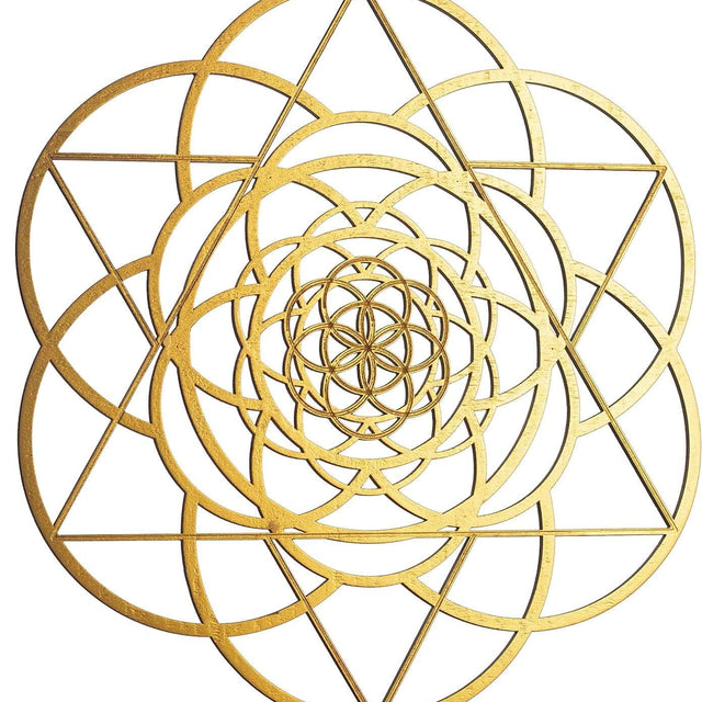 13.5" Gold Seed of Life Wall Decor Merkabah Mandala, Sacred Geometry Wall Art Yoga Decor, Crystal Grid, Wooden Art Symbol, Meditation Decor, Spiritual Decor