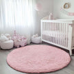 Light Pink round Area Rugs 2Ft for Bedroom Living Room, Fluffy Cat Dog Bed Mat, Circle Rug for Kids Girls Boys Teen, Soft Plush Shaggy Carpet for Nursery Dorm Home Decor Aesthetic