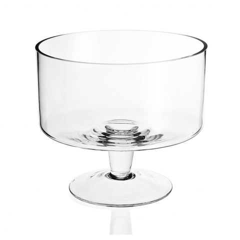 10" Clear Mouth Blown Crystal Round Trifle Bowl-1