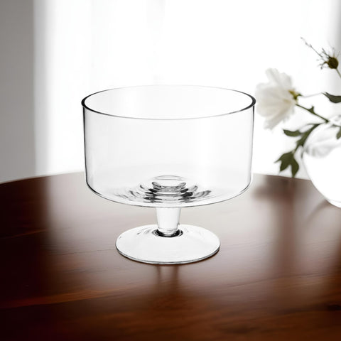 10" Clear Mouth Blown Crystal Round Trifle Bowl-0