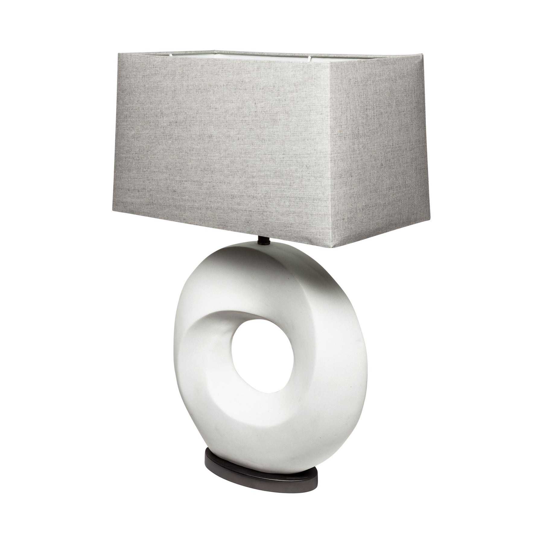 27" White Geometric Table Lamp With Gray Shade-1