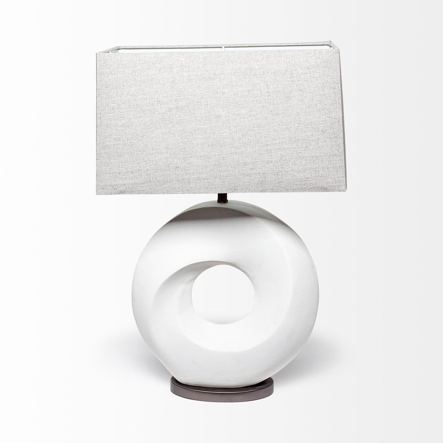27" White Geometric Table Lamp With Gray Shade-2