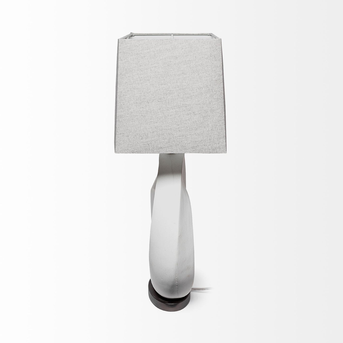 27" White Geometric Table Lamp With Gray Shade-3