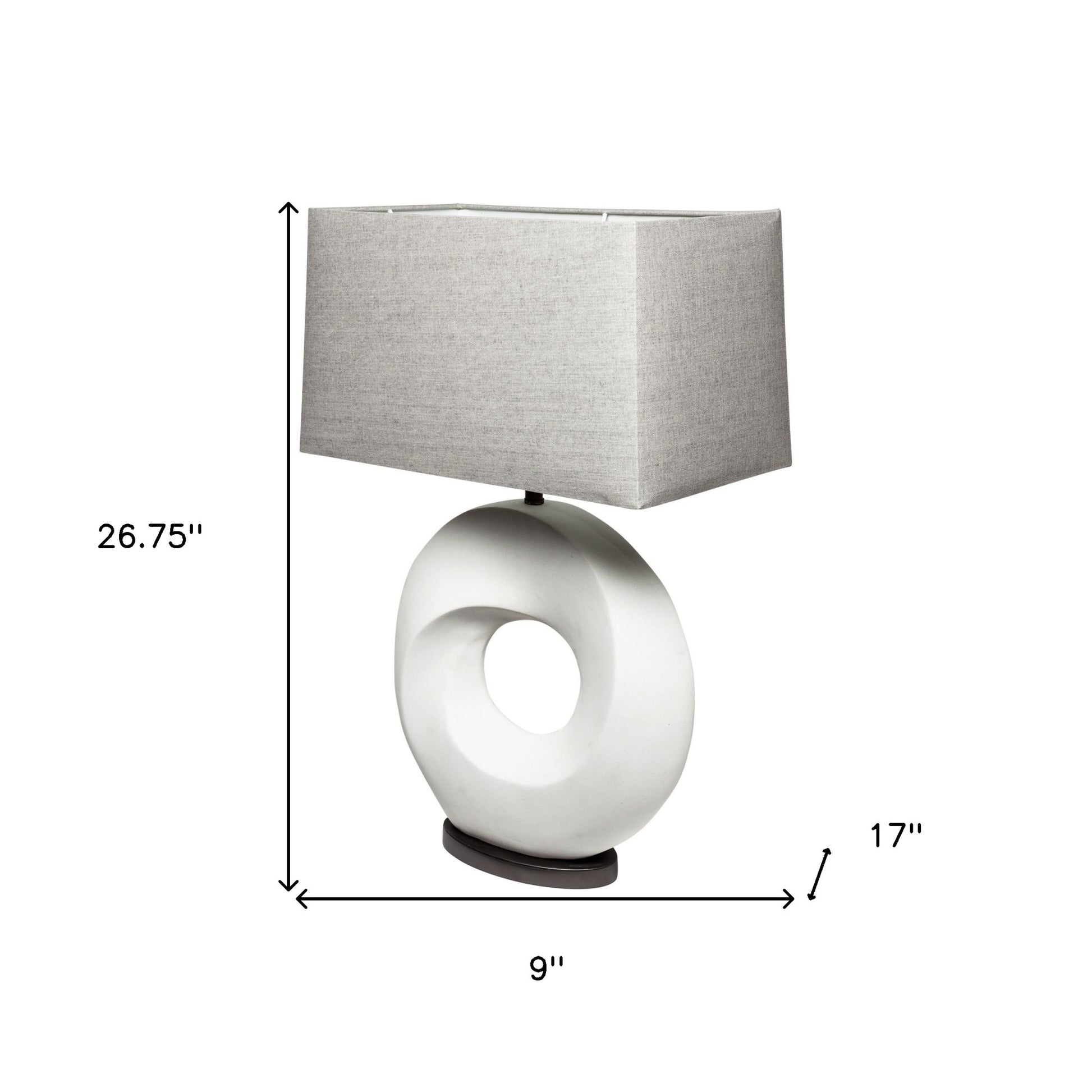 27" White Geometric Table Lamp With Gray Shade-7