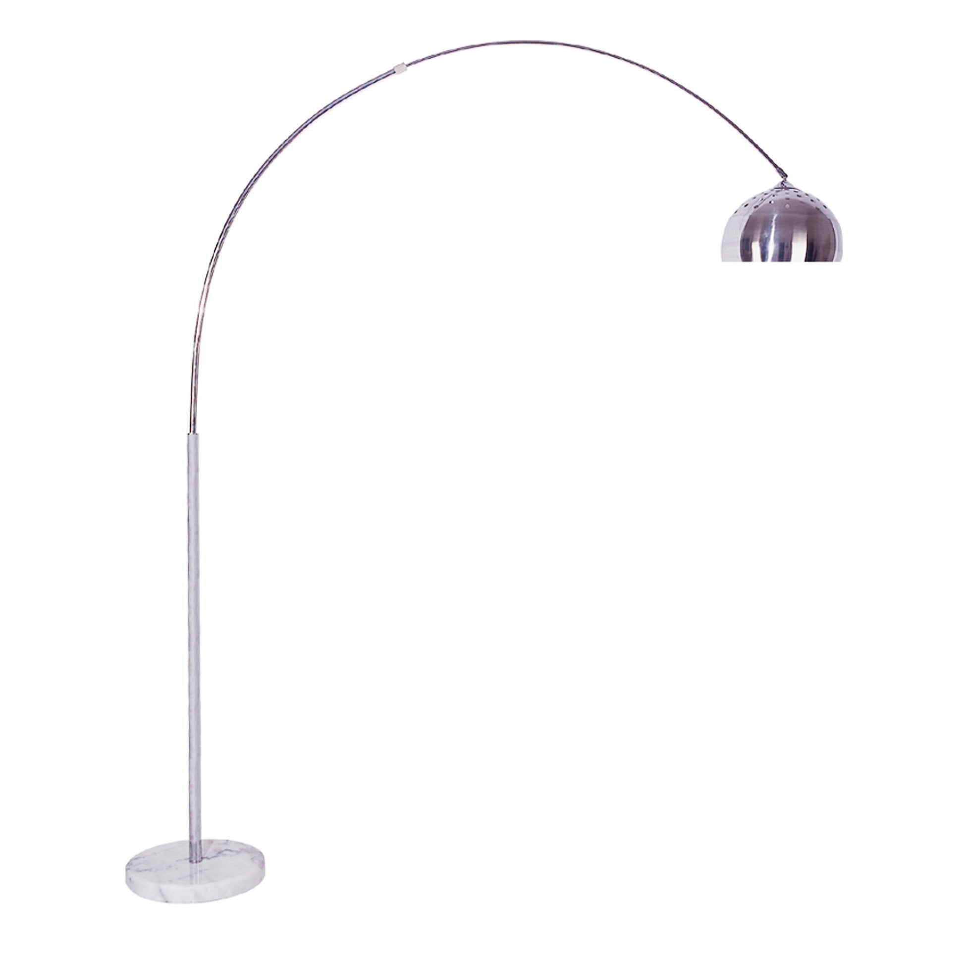85" White Metal Arched Floor Lamp With Silver Metal Dome Shade-1