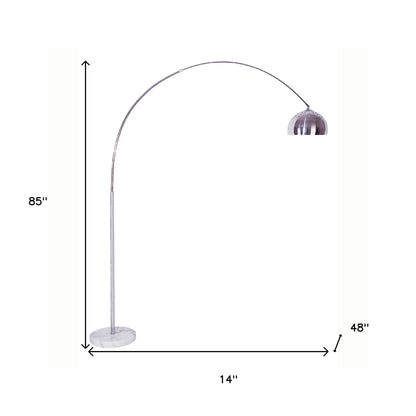 85" White Metal Arched Floor Lamp With Silver Metal Dome Shade-4
