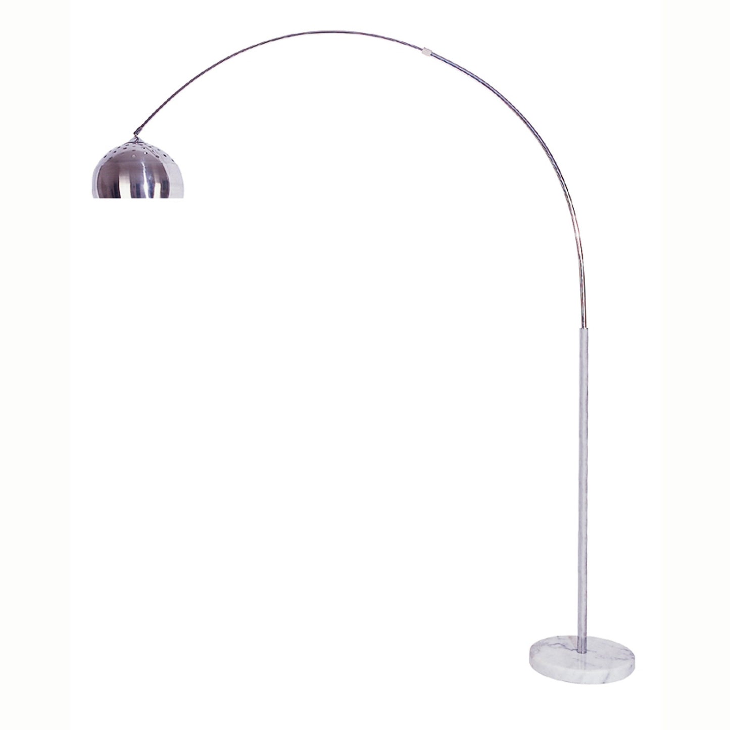 85" White Metal Arched Floor Lamp With Silver Metal Dome Shade-2
