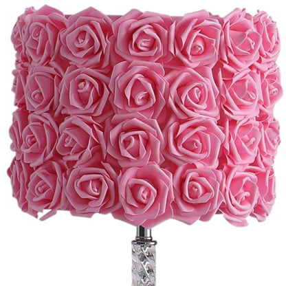 18” Pink Roses Acrylic And Metal Table Lamp-5
