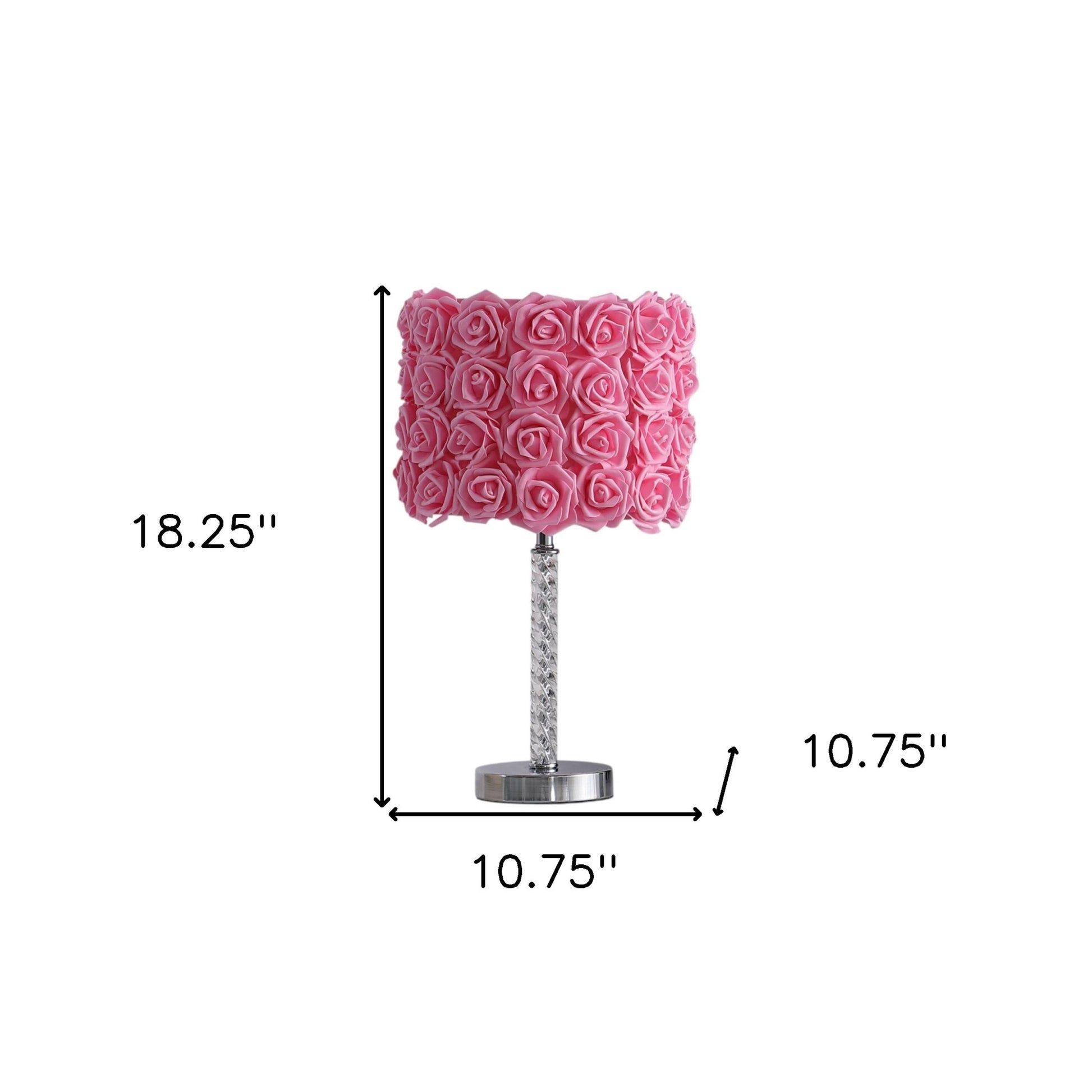 18” Pink Roses Acrylic And Metal Table Lamp-6