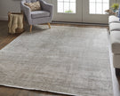 10' X 13' Tan Ivory And Gray Abstract Power Loom Distressed Area Rug With Fringe-7