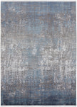 10' X 13' Blue Gray And Silver Abstract Power Loom Distressed Area Rug With Fringe-1