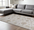 9' X 12' Ivory And Orange Floral Hand Knotted Stain Resistant Area Rug-0