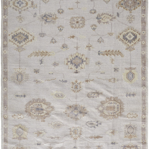 9' X 12' Ivory And Orange Floral Hand Knotted Stain Resistant Area Rug-1