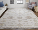 9' X 12' Ivory And Orange Floral Hand Knotted Stain Resistant Area Rug-5