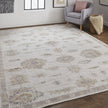9' X 12' Ivory And Orange Floral Hand Knotted Stain Resistant Area Rug-6
