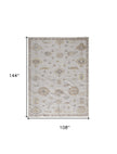 9' X 12' Ivory And Orange Floral Hand Knotted Stain Resistant Area Rug-2