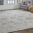 9' X 12' Tan Ivory And Orange Floral Hand Knotted Stain Resistant Area Rug-4