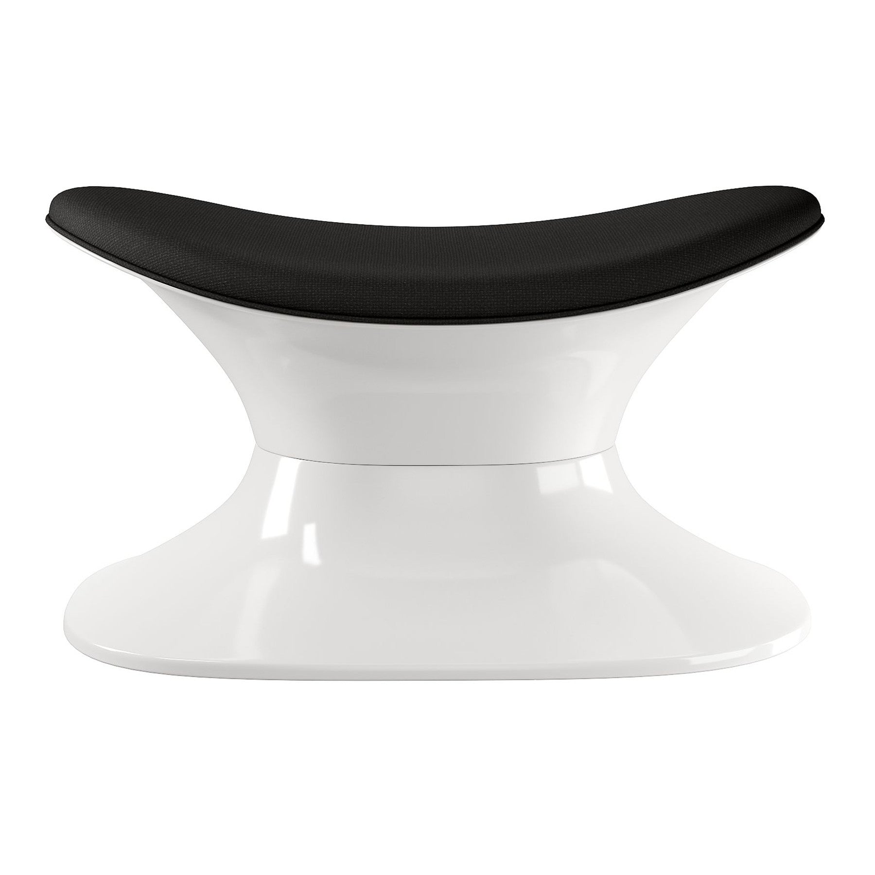 21" Black and White Wool And Fiberglass Contempo Footstool Ottoman-1