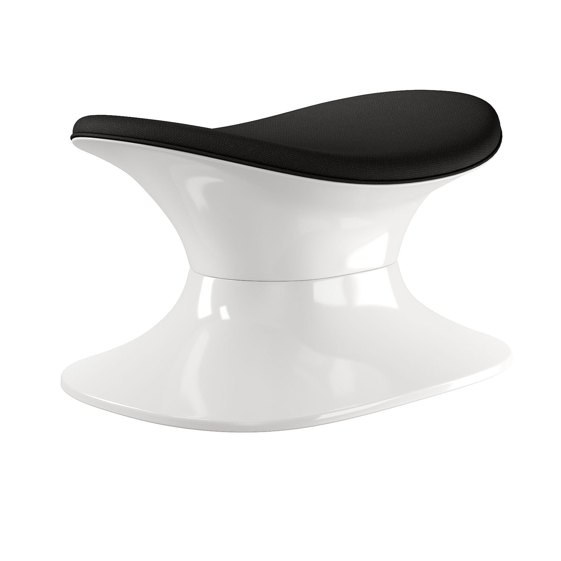 21" Black and White Wool And Fiberglass Contempo Footstool Ottoman-2