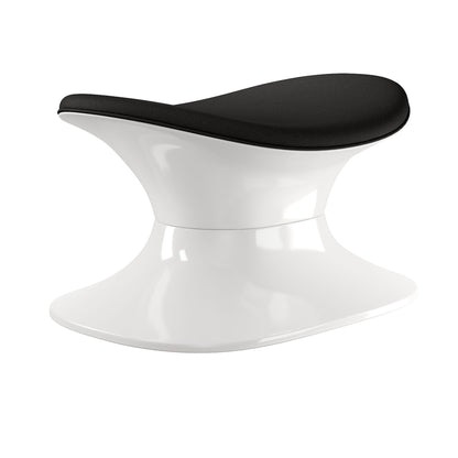 21" Black and White Wool And Fiberglass Contempo Footstool Ottoman-2