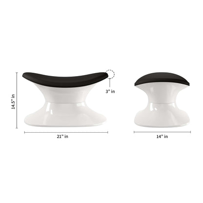 21" Black and White Wool And Fiberglass Contempo Footstool Ottoman-7