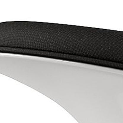 21" Black and White Wool And Fiberglass Contempo Footstool Ottoman-4