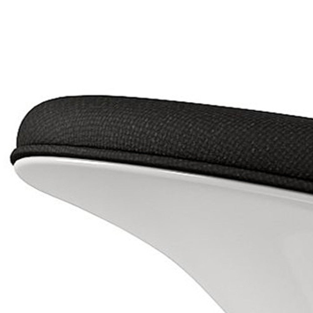 21" Black and White Wool And Fiberglass Contempo Footstool Ottoman-5
