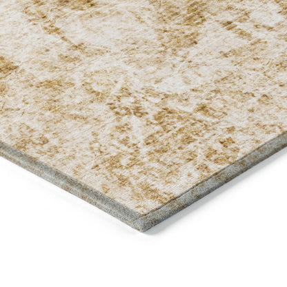 5' X 8' Cream and Gold Abstract Washable Non Skid Indoor Outdoor Area Rug-6