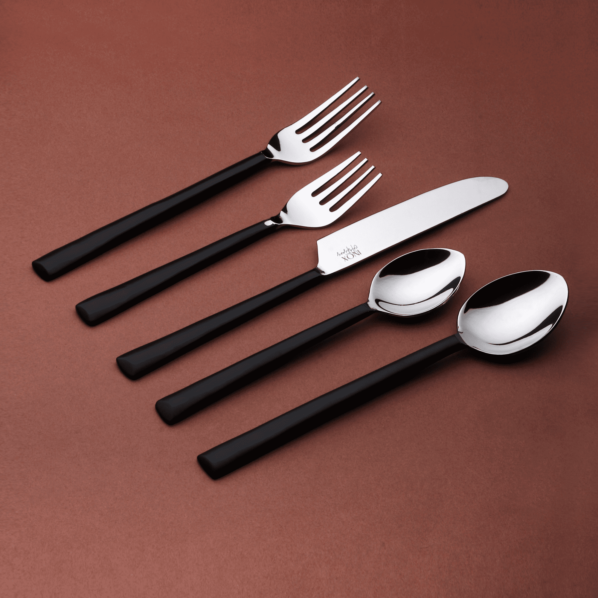 Matte Black Stainless Steel Five Piece Hand Forged Place Setting-5