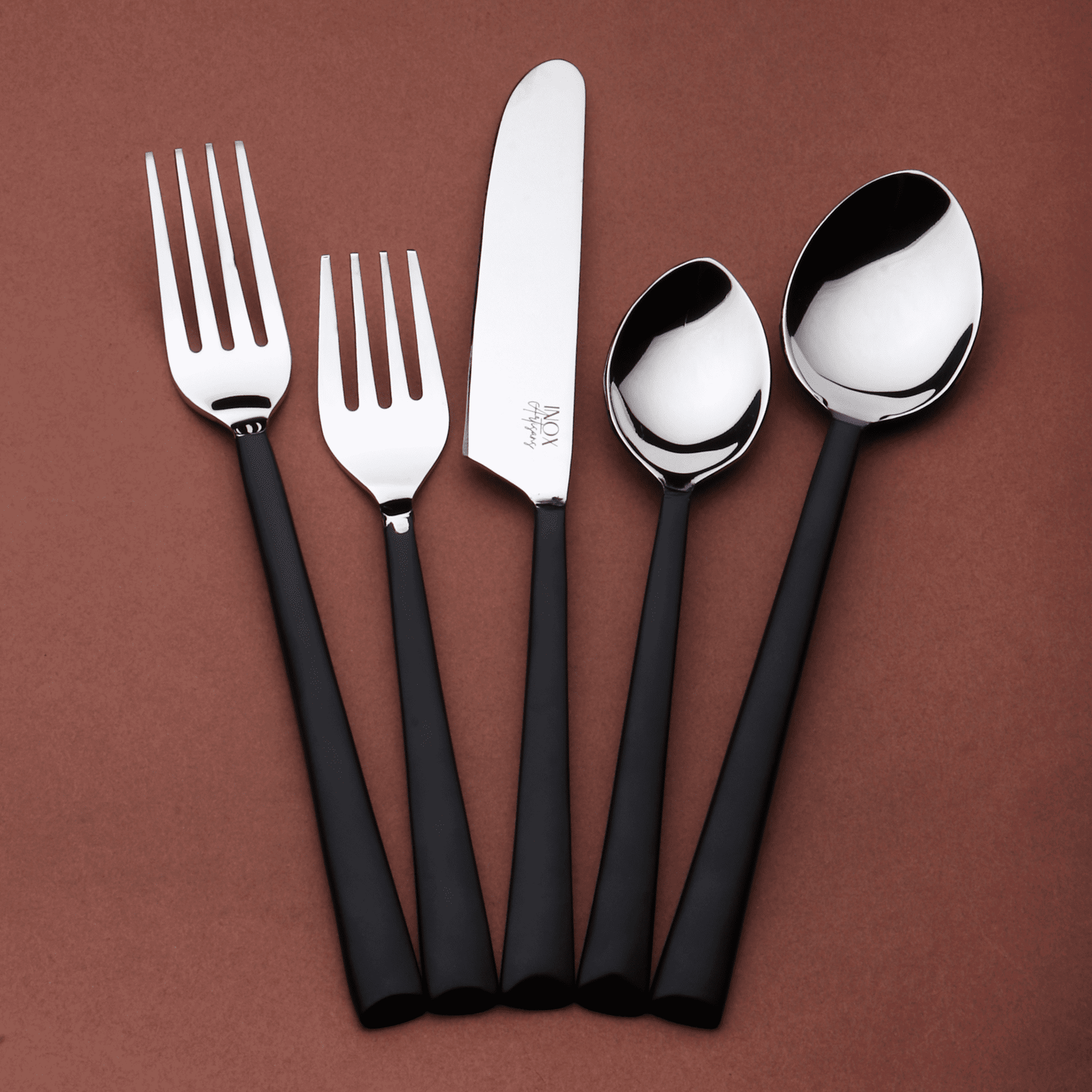 Matte Black Stainless Steel Five Piece Hand Forged Place Setting-6