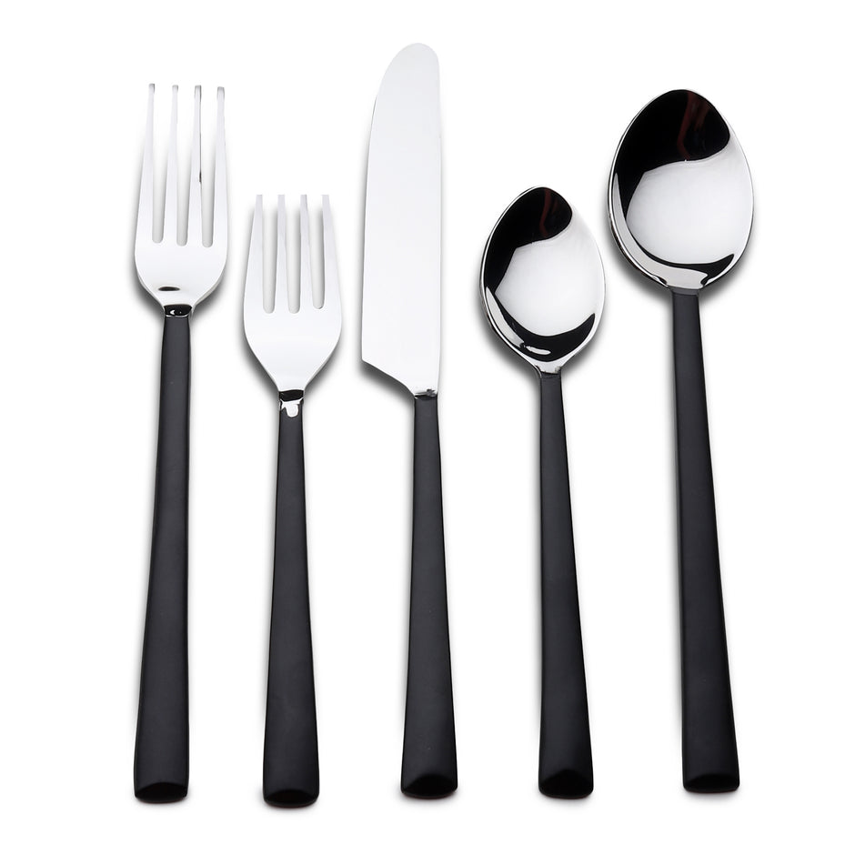 Matte Black Stainless Steel Five Piece Hand Forged Place Setting-2