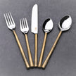 Matte Gold Stainless Steel Five Piece Hand Forged Flatware Set-6