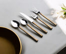 Matte Gold Stainless Steel Five Piece Hand Forged Flatware Set-1