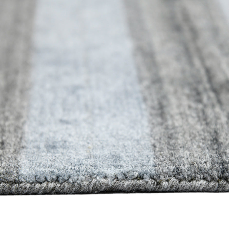 10' X 14' Gray And Light Blue Wool Striped Hand Woven Area Rug-8