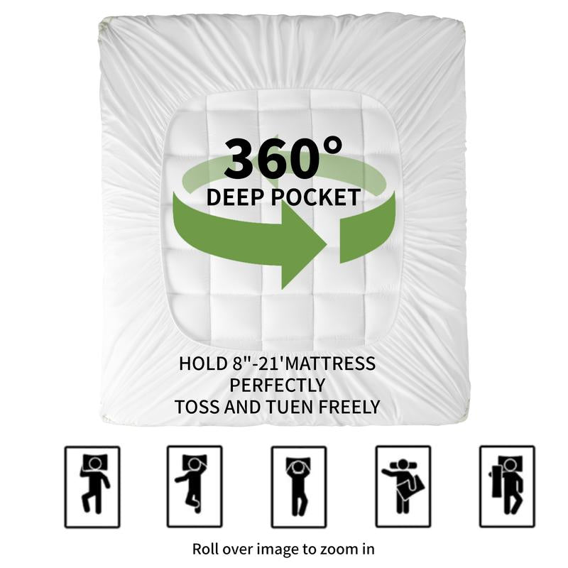 Shilucheng Mattress Topper - Extra Thick Soft Mattress Protector down Alternative Fill, Mattress Pad Cover Cotton Top with 8-21