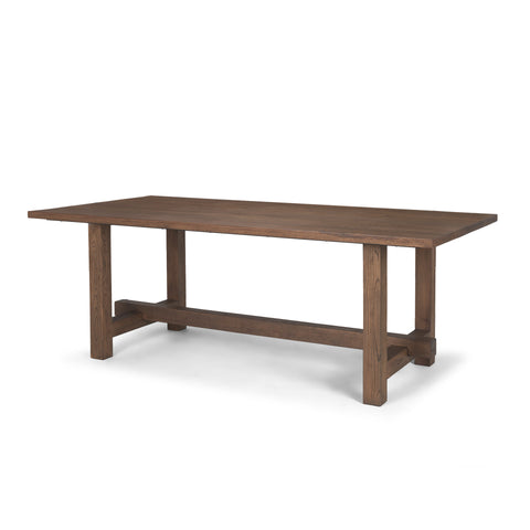 84" Brown Solid Wood Trestle Base Dining Table-1
