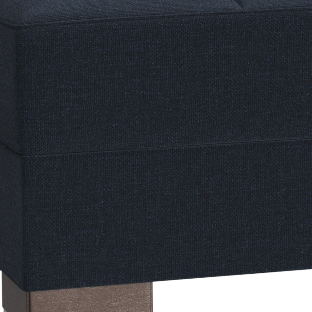 50" Dark Blue and Brown Chenille Storage Ottoman-4