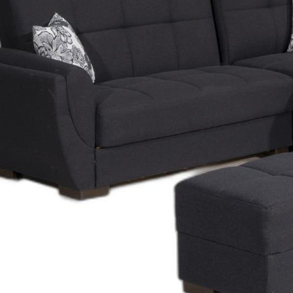 50" Dark Blue and Brown Chenille Storage Ottoman-5