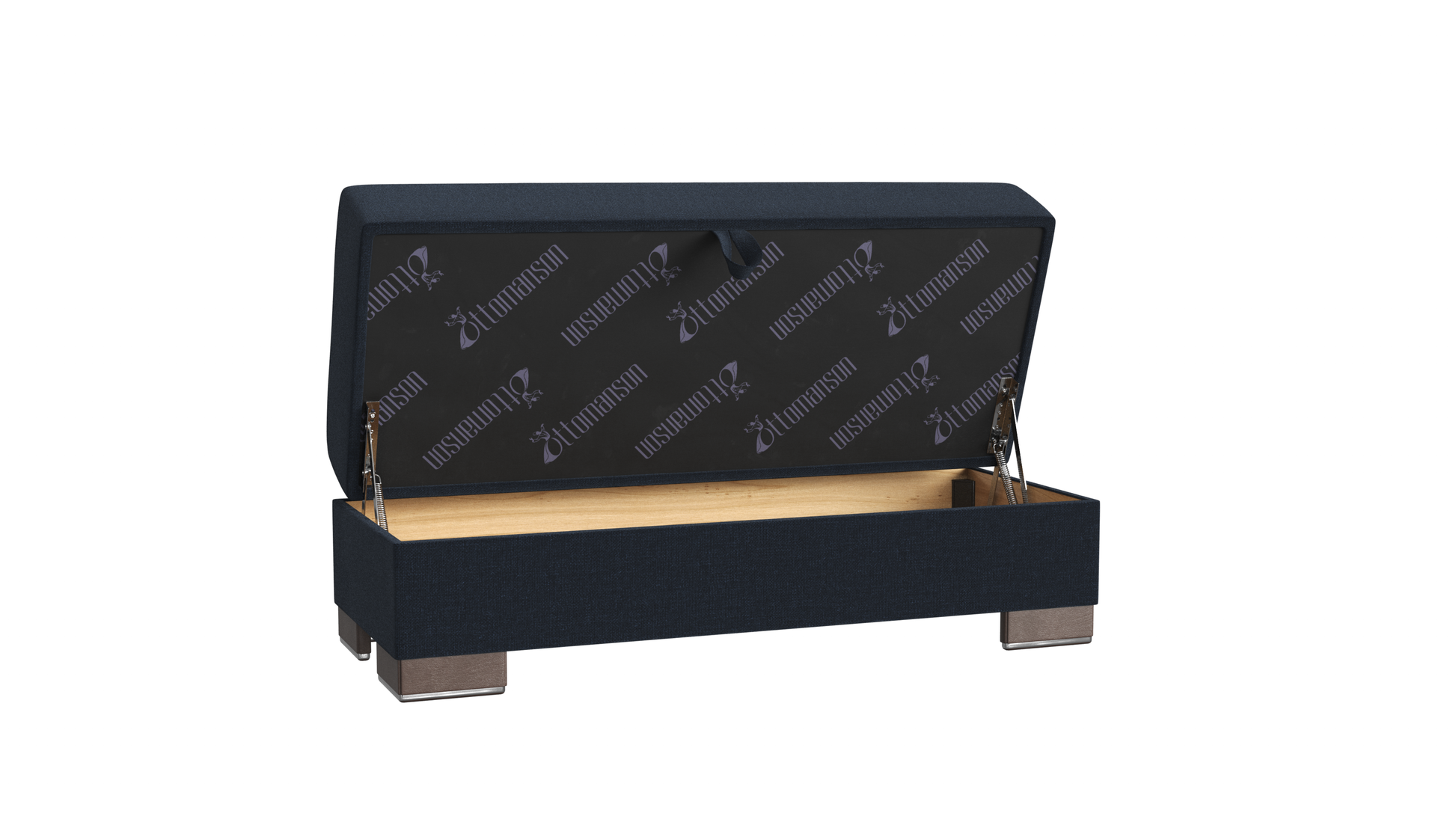 50" Dark Blue and Brown Chenille Storage Ottoman-2