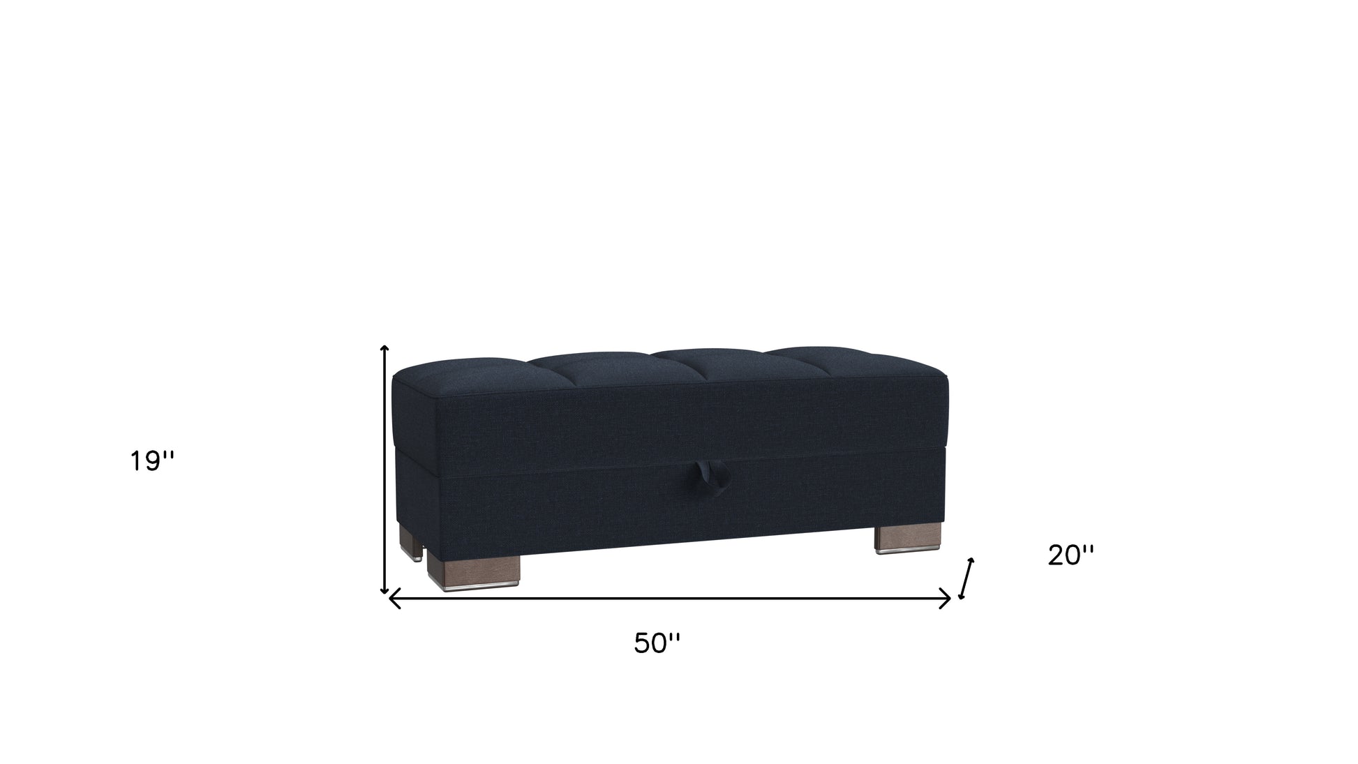 50" Dark Blue and Brown Chenille Storage Ottoman-6