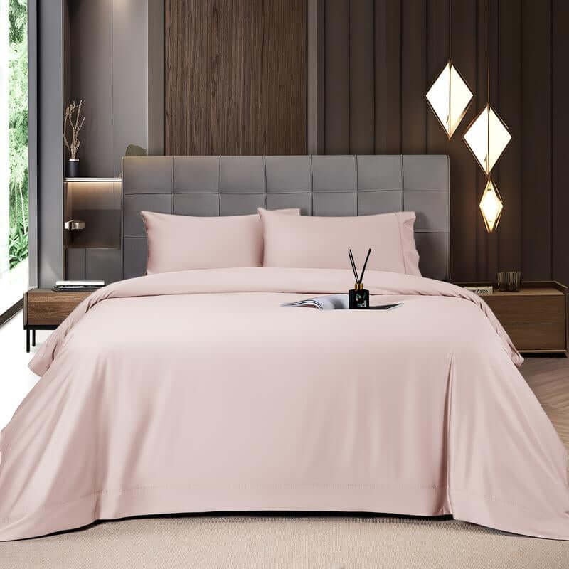 Shilucheng Bamboo Sheets Set 4/6 Pc,Cooling Breathable & Hotel Luxury Super Silky Soft, 16'' Deep Pocket, Wrinkle, Fade Resistant Springtok - Light Pink