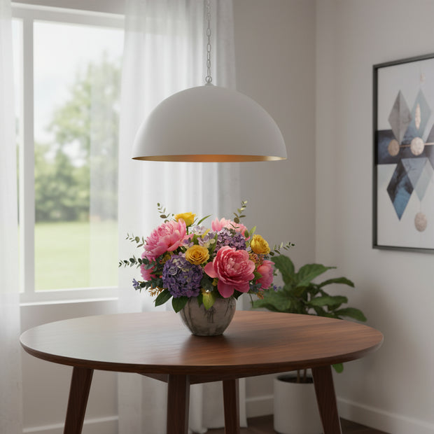 White Single Metal Dimmable Ceiling Light With White Shades-0