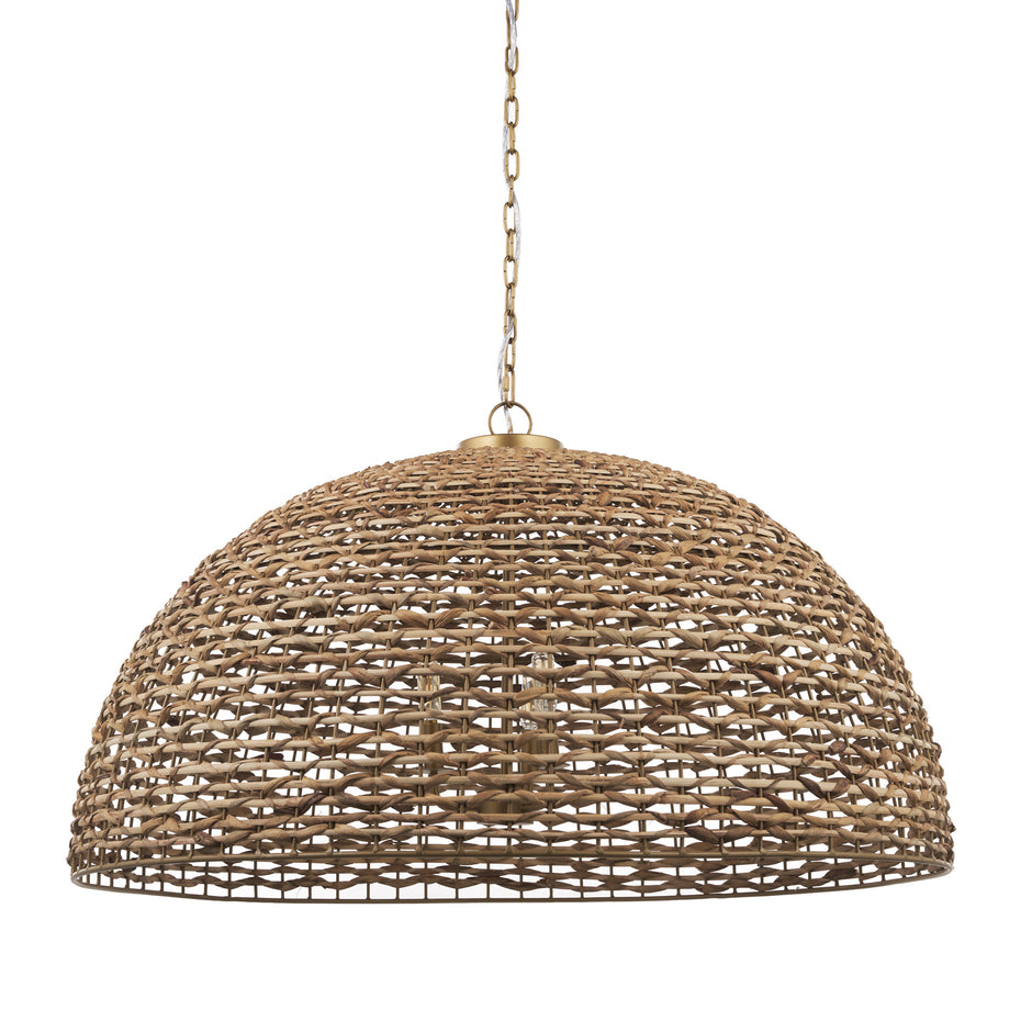 Brown Single Rattan Dimmable Ceiling Light With Brown Shades-1
