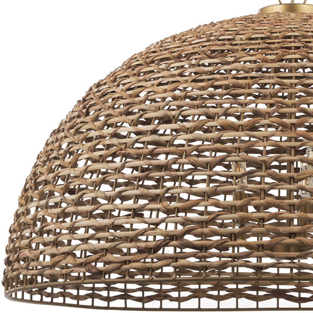 Brown Single Rattan Dimmable Ceiling Light With Brown Shades-3