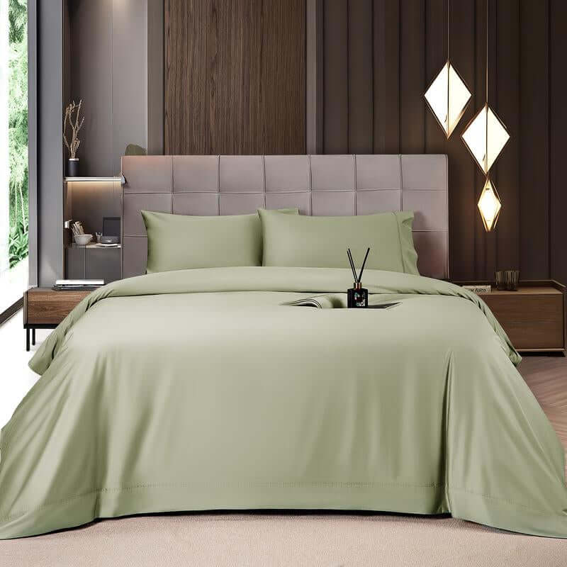 Shilucheng Bamboo Sheets Set 4/6 Pc,Cooling Breathable & Hotel Luxury Super Silky Soft, 16'' Deep Pocket, Wrinkle, Fade Resistant Springtok - Sage