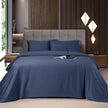 Shilucheng Bamboo Sheets Set 4/6 Pc,Cooling Breathable & Hotel Luxury Super Silky Soft, 16'' Deep Pocket, Wrinkle, Fade Resistant Springtok - Navy Blue