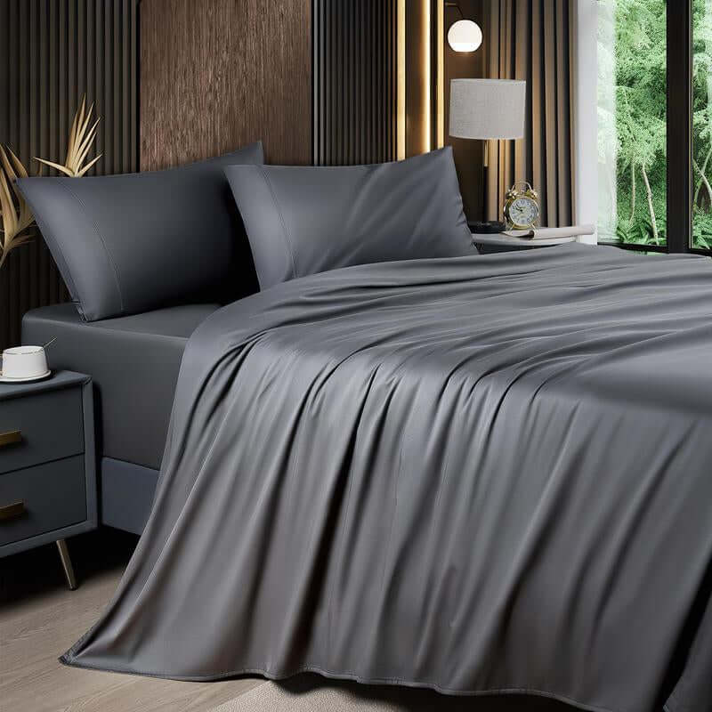 Shilucheng Bamboo Sheets Set 4/6 Pc,Cooling Breathable & Hotel Luxury Super Silky Soft, 16'' Deep Pocket, Wrinkle, Fade Resistant Springtok